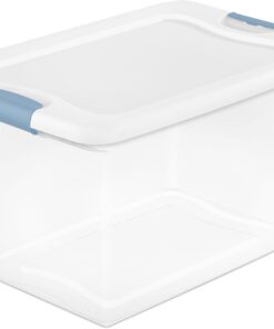 Sterilite Latching Box with Lids for Home and Office, 64 Quart, 18-Pack | Heavy-Duty and Stackable Plastic Containers with Latches for Closet, Cabinet, Bedroom, Bathroom and Dorm Room Organization