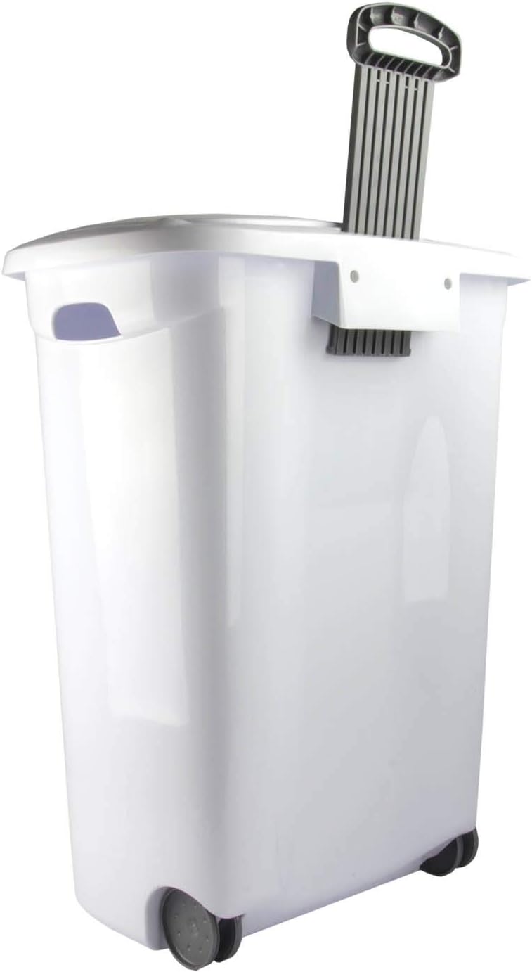 Sterilite Ultra Wheeled Laundry Hamper with Lid, Handle and Wheels for Easy Rolling of Clothes to and from the Laundry Room, Plastic, White, 1-Pack, Portable Sterilite Ultra Wheeled Laundry Hamper with Lid, Handle and Wheels for Easy Rolling of Clothes to and from the Laundry Room, Plastic, White, 1-Pack, Portable - Image 4