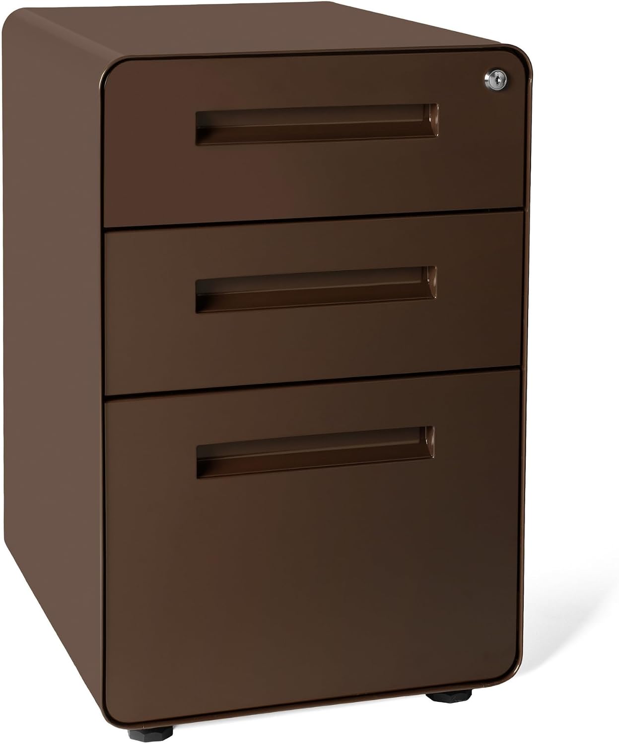 Laura Davidson Furniture Stockpile 3 Drawer File Cabinet with Lock - Under Office Desk Metal Filing Cabinet, Legal/Letter File Folders, Wheels and Stationary Feet, Pre-Assembled, Dark Brown Laura Davidson Furniture Stockpile 3 Drawer File Cabinet with Lock - Under Office Desk Metal Filing Cabinet, Legal/Letter File Folders, Wheels and Stationary Feet, Pre-Assembled, Dark Brown - Image 4