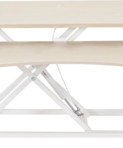 VIVO Light Wood 42 inch Standing Desk Converter, DESK-V042KF | Large, Height Adjustable, Stand Up Desk Riser, Wide Keyboard Tray, Dual Monitor and Laptop Workstation, White Frame, K Series