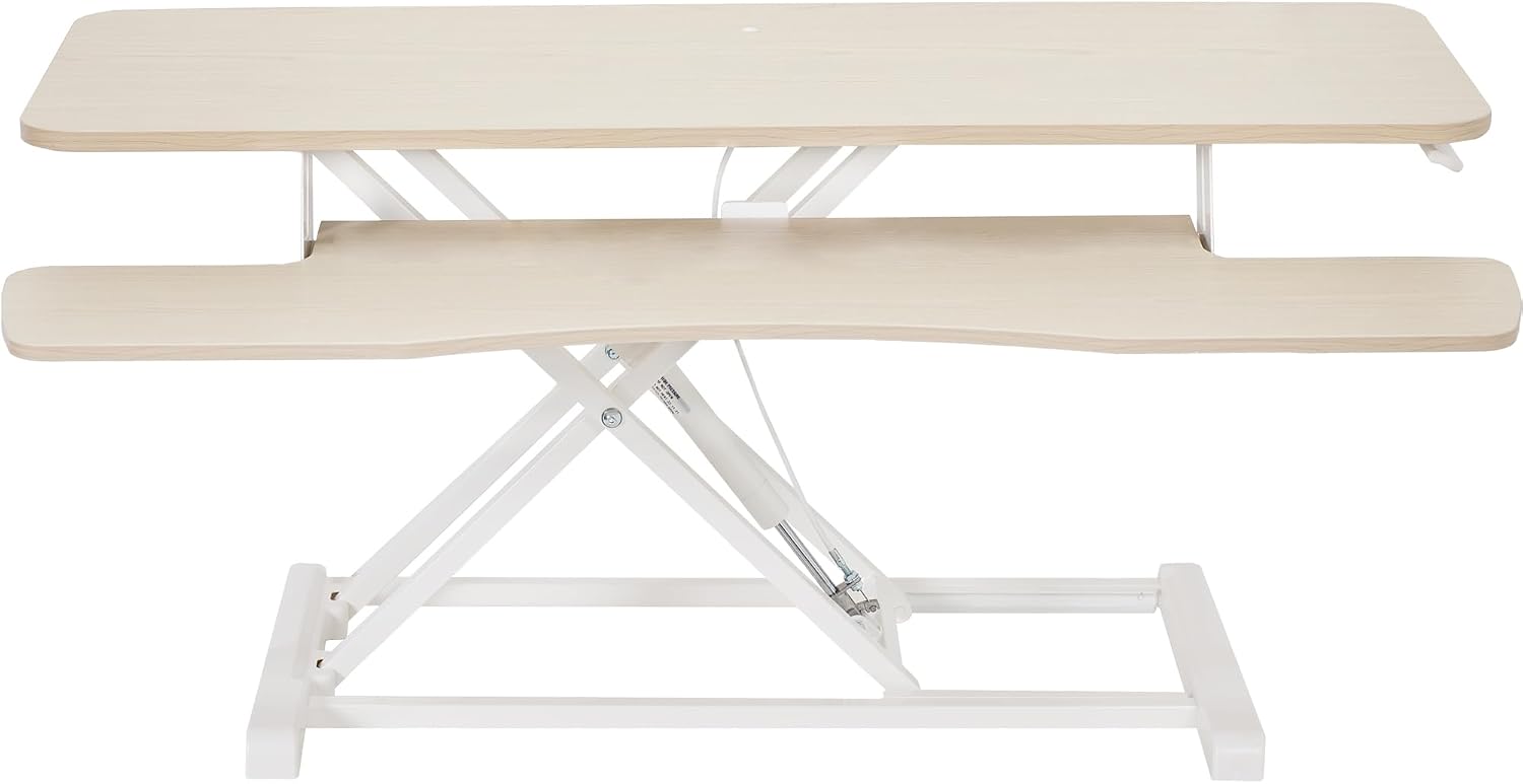 VIVO Light Wood 42 inch Standing Desk Converter, DESK-V042KF | Large, Height Adjustable, Stand Up Desk Riser, Wide Keyboard Tray, Dual Monitor and Laptop Workstation, White Frame, K Series VIVO Light Wood 42 inch Standing Desk Converter, DESK-V042KF | Large, Height Adjustable, Stand Up Desk Riser, Wide Keyboard Tray, Dual Monitor and Laptop Workstation, White Frame, K Series