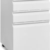 Approgreent Mobile File Cabinet for Home Office, Lockable 3 Drawer Filing Cabinet with Wheels for A4-Size/Letter-Size/Legal-Size, Fully Assembled Except Casters, White