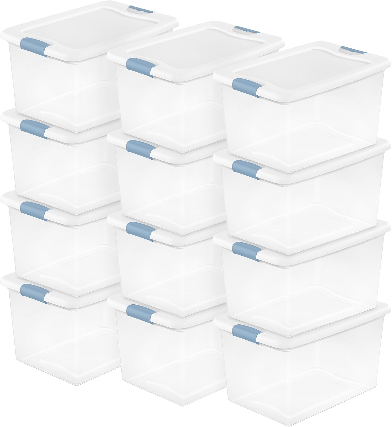 Sterilite 12 Pack Latching Box, Under Bed Storage Bins with Lids, Clear Plastic, 64 Quart - Heavy-Duty Organizing Containers for Closet, Bathroom, and Office Sterilite 12 Pack Latching Box, Under Bed Storage Bins with Lids, Clear Plastic, 64 Quart - Heavy-Duty Organizing Containers for Closet, Bathroom, and Office
