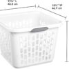 Sterilite Square Laundry Basket, Plastic Clothes Hamper, 6-Pack | 1.5 Bushel Capacity, White, Dirty Clothing Storage, Ventilated Rectangular Holes & Large Comfort Grip Handles for Easy Carry