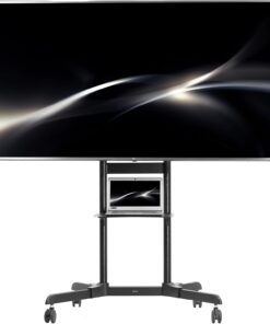 VIVO Mobile TV Cart for 55 to 100 inch Screens up to 165 lbs, LCD LED OLED 4K Smart Flat and Curved Panels, Rolling Stand with Laptop DVD Shelf, Locking Wheels, Max VESA 800x600, Black, STAND-TV100E