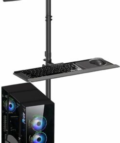 VIVO Black Mobile Computer Cart with Monitor Mount, CART-PC02T