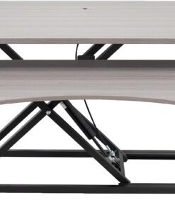VIVO Dark Gray 42 inch Standing Desk Converter, DESK-V042KG | Large, Height Adjustable, Stand Up Desk Riser, Wide Keyboard Tray, Dual Monitor and Laptop Workstation, Black Frame, K Series