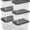 Sterilite Modular Stacker Box with Latching Lid, 30 Quart, 24-Pack | Clear Plastic Storage Bins - Stackable Organizing Container Boxes for Closet, Bathroom, and Office