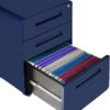 Laura Davidson Furniture Stockpile 3 Drawer File Cabinet with Lock - Under Office Desk Metal Filing Cabinet, Legal/Letter File Folders, Wheels and Stationary Feet, Pre-Assembled, Navy Blue Laura Davidson Furniture Stockpile 3 Drawer File Cabinet with Lock - Under Office Desk Metal Filing Cabinet, Legal/Letter File Folders, Wheels and Stationary Feet, Pre-Assembled, Navy Blue