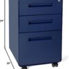 Laura Davidson Furniture Stockpile 3 Drawer File Cabinet with Lock - Under Office Desk Metal Filing Cabinet, Legal/Letter File Folders, Wheels and Stationary Feet, Pre-Assembled, Navy Blue Laura Davidson Furniture Stockpile 3 Drawer File Cabinet with Lock - Under Office Desk Metal Filing Cabinet, Legal/Letter File Folders, Wheels and Stationary Feet, Pre-Assembled, Navy Blue