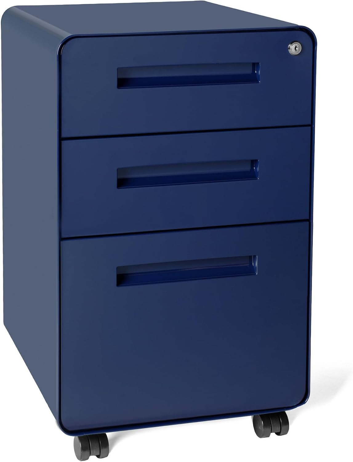 Laura Davidson Furniture Stockpile 3 Drawer File Cabinet with Lock - Under Office Desk Metal Filing Cabinet, Legal/Letter File Folders, Wheels and Stationary Feet, Pre-Assembled, Navy Blue Laura Davidson Furniture Stockpile 3 Drawer File Cabinet with Lock - Under Office Desk Metal Filing Cabinet, Legal/Letter File Folders, Wheels and Stationary Feet, Pre-Assembled, Navy Blue