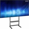 VIVO Heavy Duty 55 to 100 inch TV Floor Stand, Holds up to 154 lbs, Tall Stationary TV Mount with Storage Shelf, Black, STAND-TV100F