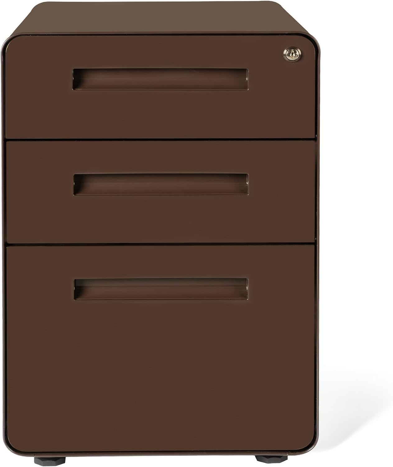 Laura Davidson Furniture Stockpile 3 Drawer File Cabinet with Lock - Under Office Desk Metal Filing Cabinet, Legal/Letter File Folders, Wheels and Stationary Feet, Pre-Assembled, Dark Brown Laura Davidson Furniture Stockpile 3 Drawer File Cabinet with Lock - Under Office Desk Metal Filing Cabinet, Legal/Letter File Folders, Wheels and Stationary Feet, Pre-Assembled, Dark Brown - Image 5