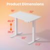 HUANUO 32x19 Inch Small Electric Standing Desk, Adjustable, White | 176 Lbs Capacity, Rounded Corners, Wheel-Ready Feet, Compact Desktop, Apartment Workspace, 28.3–46.5 Inch Height Range