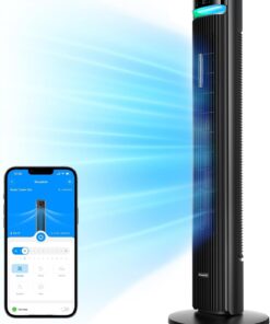 GoveeLife 42 in. Tower Fan, 150 Deg Oscillation, 5 Modes 12 Speeds, Black | Smart Floor Fans for Bedroom, up to 26ft/s, APP & Voice Control, 24H Timer, 27dB Bladeless Fan for Cooling Home Office