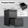 Approgreent 2 Drawer File Cabinets for Home Office, Vertical File Cabinet with Lock, Office Cabinet for A4/Letter/Legal Size, Under Desk Filing Cabinet, Assembly Required(Black)