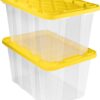 Sterilite Industrial Storage Box with Lids for Garage, 27 Gallon, 4-Pack | Heavy-Duty and Stackable Utility Box Containers for Home, Office, and Basement Organization, Yellow