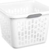 Sterilite Square Laundry Basket, Plastic Clothes Hamper, 6-Pack | 1.5 Bushel Capacity, White, Dirty Clothing Storage, Ventilated Rectangular Holes & Large Comfort Grip Handles for Easy Carry