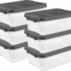 Sterilite Modular Stacker Box with Latching Lid, 16 Quart, 6-Pack | Clear Plastic Storage Bins - Stackable Organizing Container Boxes for Closet, Bathroom, and Office