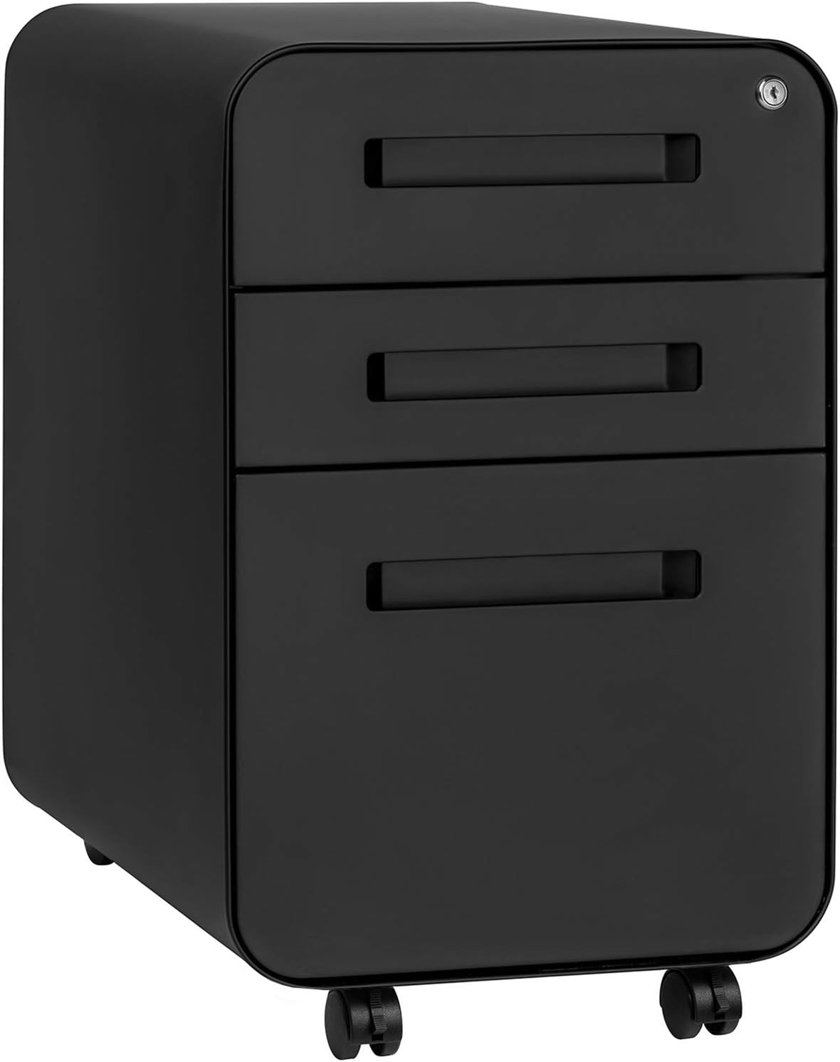 Laura Davidson Furniture Stockpile 3 Drawer File Cabinet with Lock - Under Office Desk Metal Filing Cabinet, Legal/Letter File Folders, Wheels and Stationary Feet, Pre-Assembled, Black Laura Davidson Furniture Stockpile 3 Drawer File Cabinet with Lock - Under Office Desk Metal Filing Cabinet, Legal/Letter File Folders, Wheels and Stationary Feet, Pre-Assembled, Black