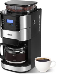 Gevi 10-Cup Grind-And-Brew Drip Coffee Maker with Built-In Burr Grinder | Programmable Timer, 1.5L Water Tank, 2-Hour Auto Keep-Warm, Durable Reusable Permanent Filter for Daily Coffee Brewing