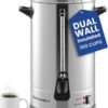 Elite Gourmet 100-Cup Commercial Coffee Urn & Hot Water Boiler, Dual-Wall | Dripless Faucet, Stainless Steel, CCM810