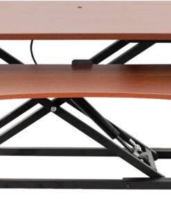 VIVO Dark Walnut 32 in Standing Desk Converter, DESK-V000KA | Height Adjustable, Stand Up Desk Riser, Wide Keyboard Tray, Dual Monitor and Laptop Workstation, Black Frame, K Series