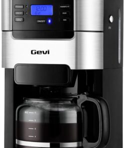 Gevi All In One 10-Cup Grind & Brew Coffee Maker with Built-In Burr Grinder | 24-Hour Programmable Timer, 1.5L Water Tank, Warm Plate, Reusable Filter & Glass Carafe for Daily Fresh Coffee Brewing