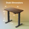 HUANUO 32x19 Inch Small Electric Standing Desk, Adjustable, Black Walnut | 176 Lbs Capacity, Rounded Corners, Wheel-Ready Feet, Compact Desktop, Apartment Workspace, 28.3–46.5 Inch Height Range
