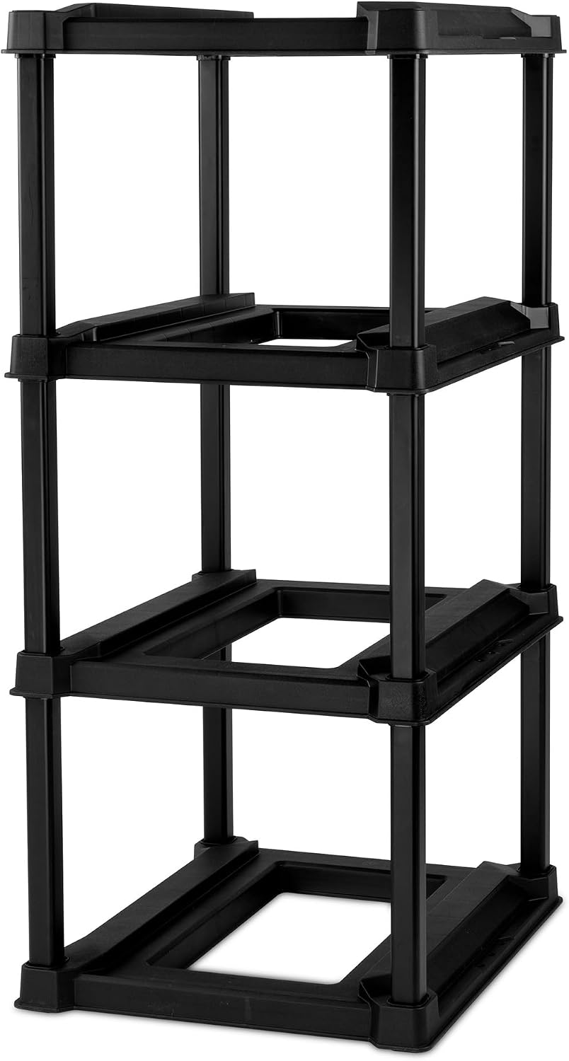 Sterilite 4-Tier Tote Rack with 4-Pack 27 Gallon Industrial Storage Totes | Shelving Unit and Heavy-Duty and Stackable Utility Box Containers for Home, Office, and Basement Organization, Black/Yellow Sterilite 4-Tier Tote Rack with 4-Pack 27 Gallon Industrial Storage Totes | Shelving Unit and Heavy-Duty and Stackable Utility Box Containers for Home, Office, and Basement Organization, Black/Yellow - Image 3