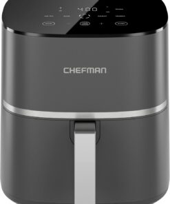 Chefman TurboX 4-in-1 Air Fryer, 5-Quart Airfryer for Extra Crispy Chicken, Fries, Wings, and More, Air Fry, Bake, Reheat, and Frozen Functions, Digital Touch Controls, Dishwasher Safe - Gray