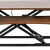 VIVO Rustic Vintage Brown 32 inch Standing Desk Converter, DESK-V000KN | Height Adjustable, Stand Up Desk Riser, Wide Keyboard Tray, Dual Monitor and Laptop Workstation, Black Frame, K Series