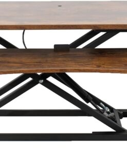 VIVO Rustic Vintage Brown 32 inch Standing Desk Converter, DESK-V000KN | Height Adjustable, Stand Up Desk Riser, Wide Keyboard Tray, Dual Monitor and Laptop Workstation, Black Frame, K Series