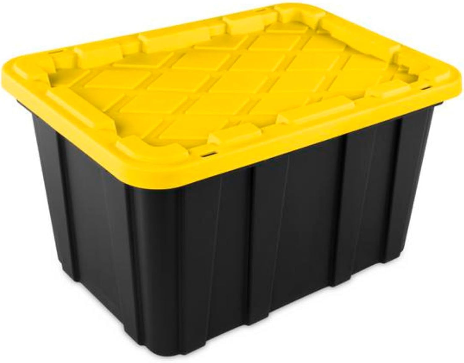 Sterilite 4-Tier Tote Rack with 4-Pack 27 Gallon Industrial Storage Totes | Shelving Unit and Heavy-Duty and Stackable Utility Box Containers for Home, Office, and Basement Organization, Black/Yellow Sterilite 4-Tier Tote Rack with 4-Pack 27 Gallon Industrial Storage Totes | Shelving Unit and Heavy-Duty and Stackable Utility Box Containers for Home, Office, and Basement Organization, Black/Yellow - Image 4