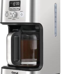 Gevi 14‑Cup Drip Coffee Maker, Programmable With Glass Carafe | Strong Brew Mode, 2H Keep Warm, Pause & Serve, Auto Shut‑Off for Home Office Daily Coffee Brewing