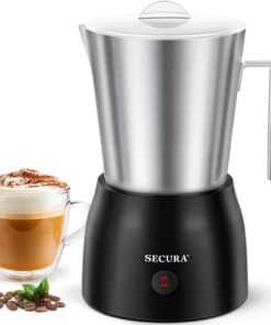 Secura Milk Frother, 17oz Stainless Steel Hot & Cold Foam Maker, Classic | 304 Stainless Steel Jug, Teflon-Free & BPA-Free Design, Dishwasher-Safe, 4-in-1 Foam Maker, Create Latte, Hot Chocolate