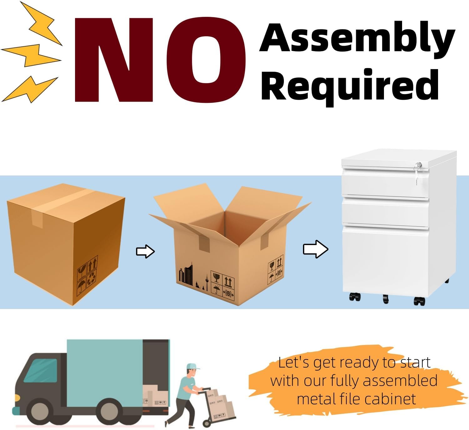 Approgreent Mobile File Cabinet for Home Office, Lockable 3 Drawer Filing Cabinet with Wheels for A4-Size/Letter-Size/Legal-Size, Fully Assembled Except Casters, White Approgreent Mobile File Cabinet for Home Office, Lockable 3 Drawer Filing Cabinet with Wheels for A4-Size/Letter-Size/Legal-Size, Fully Assembled Except Casters, White - Image 4