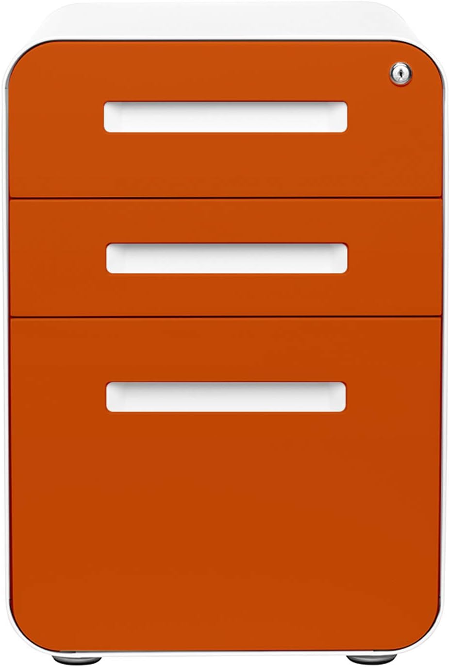 Laura Davidson Furniture Stockpile 3 Drawer File Cabinet with Lock - Under Office Desk Metal Filing Cabinet, Legal/Letter File Folders, Wheels and Stationary Feet, Pre-Assembled, Orange Faceplate Laura Davidson Furniture Stockpile 3 Drawer File Cabinet with Lock - Under Office Desk Metal Filing Cabinet, Legal/Letter File Folders, Wheels and Stationary Feet, Pre-Assembled, Orange Faceplate - Image 4