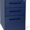 Laura Davidson Furniture Stockpile 3 Drawer File Cabinet with Lock - Under Office Desk Metal Filing Cabinet, Legal/Letter File Folders, Wheels and Stationary Feet, Pre-Assembled, Navy Blue Laura Davidson Furniture Stockpile 3 Drawer File Cabinet with Lock - Under Office Desk Metal Filing Cabinet, Legal/Letter File Folders, Wheels and Stationary Feet, Pre-Assembled, Navy Blue