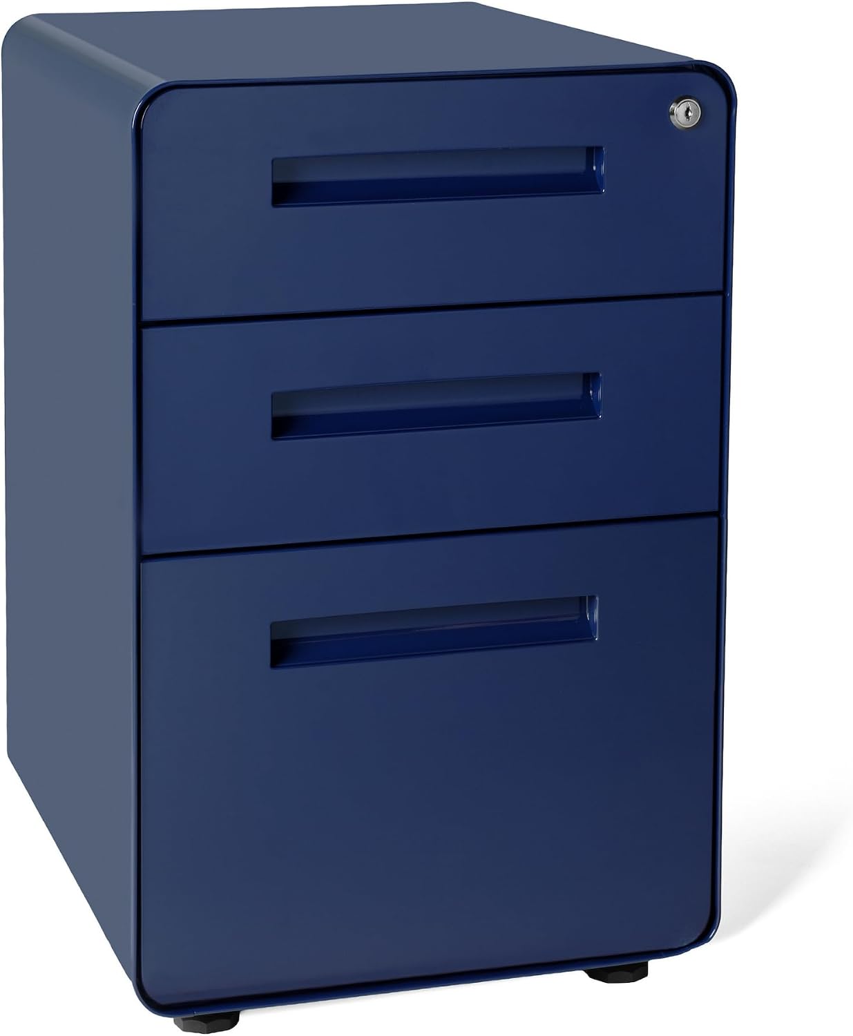 Laura Davidson Furniture Stockpile 3 Drawer File Cabinet with Lock - Under Office Desk Metal Filing Cabinet, Legal/Letter File Folders, Wheels and Stationary Feet, Pre-Assembled, Navy Blue Laura Davidson Furniture Stockpile 3 Drawer File Cabinet with Lock - Under Office Desk Metal Filing Cabinet, Legal/Letter File Folders, Wheels and Stationary Feet, Pre-Assembled, Navy Blue - Image 5
