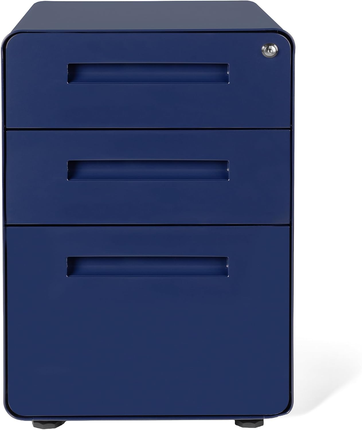 Laura Davidson Furniture Stockpile 3 Drawer File Cabinet with Lock - Under Office Desk Metal Filing Cabinet, Legal/Letter File Folders, Wheels and Stationary Feet, Pre-Assembled, Navy Blue Laura Davidson Furniture Stockpile 3 Drawer File Cabinet with Lock - Under Office Desk Metal Filing Cabinet, Legal/Letter File Folders, Wheels and Stationary Feet, Pre-Assembled, Navy Blue - Image 6