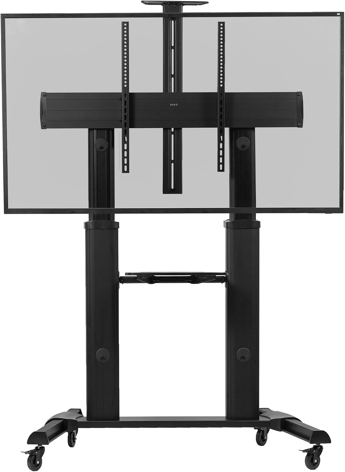 VIVO Aluminum Mobile TV Cart for 32 to 100 inch Screens up to 220 lbs, LCD LED OLED 4K Smart Flat and Curved Panels, Heavy Duty Stand, Shelf, Wheels, Max VESA 1000x600, Black, STAND-TV22B VIVO Aluminum Mobile TV Cart for 32 to 100 inch Screens up to 220 lbs, LCD LED OLED 4K Smart Flat and Curved Panels, Heavy Duty Stand, Shelf, Wheels, Max VESA 1000x600, Black, STAND-TV22B