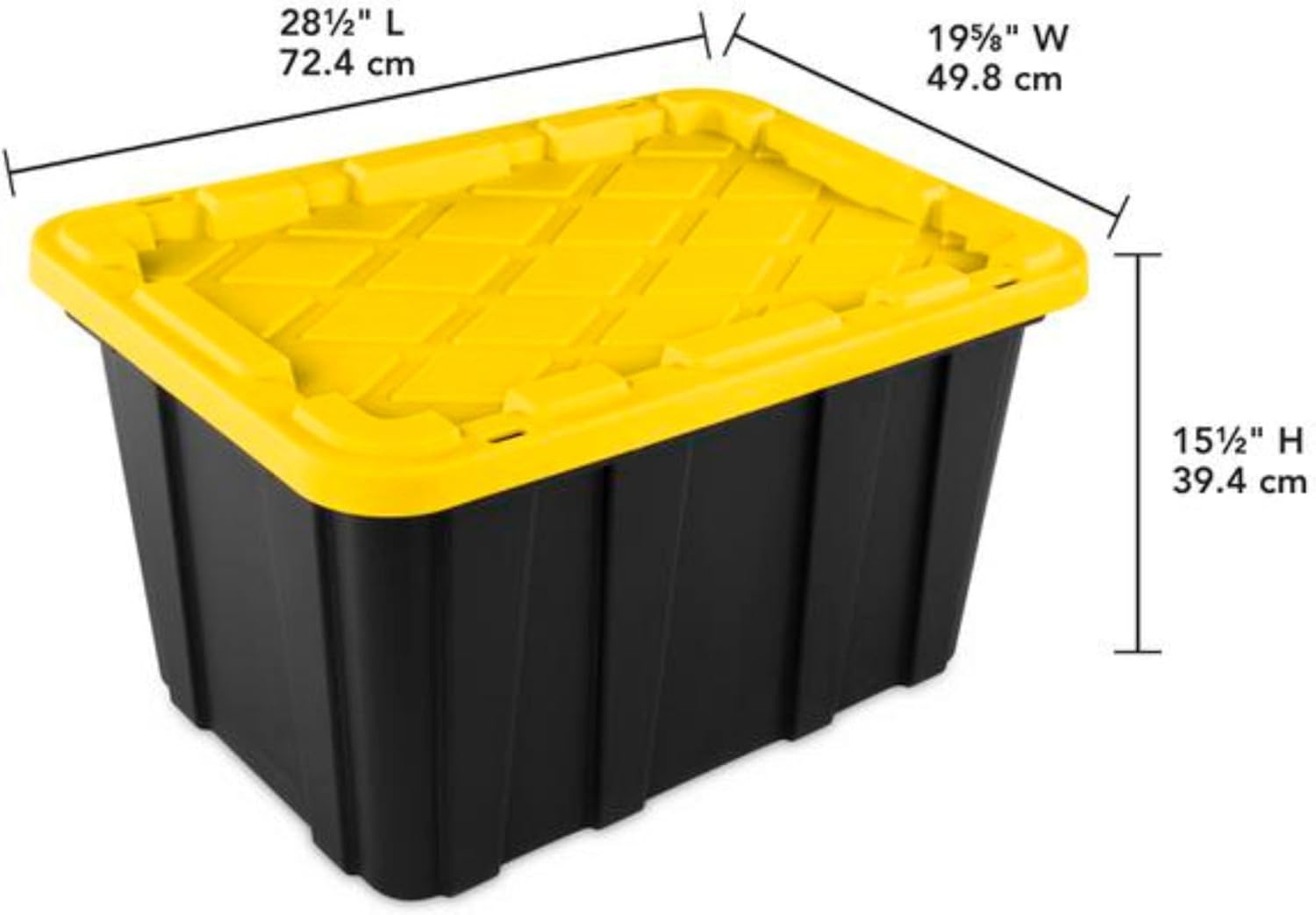 Sterilite Industrial Storage Tote with Lids for Garage, 27 Gallon, 4-Pack | Heavy-Duty and Stackable Utility Box Containers for Home, Office, and Basement Organization, Black/Yellow Sterilite Industrial Storage Tote with Lids for Garage, 27 Gallon, 4-Pack | Heavy-Duty and Stackable Utility Box Containers for Home, Office, and Basement Organization, Black/Yellow - Image 2