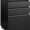 Approgreent 3 Drawer File Cabinet for Home Office, Under Desk Mobile Filing Cabinet with Lock for A4-Size/Letter-Size/Legal-Size, Black (HSEJ-3D)