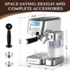 AMZCHEF Espresso Machine, Auto Milk Frother, 20 Bar Pressure, Silver | Home Coffee Maker with 61oz Removable Tank & LCD Display, One-Touch Latte for Beginners, 3-Year Warranty
