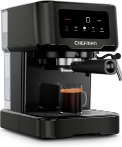 Chefman CraftBrew Digital Espresso Machine with 15 Bar Pump with Steam Rod for Latte and Cappuccino, Compact Espresso Machine with Removable Water Tank 1.5 L, Colour: