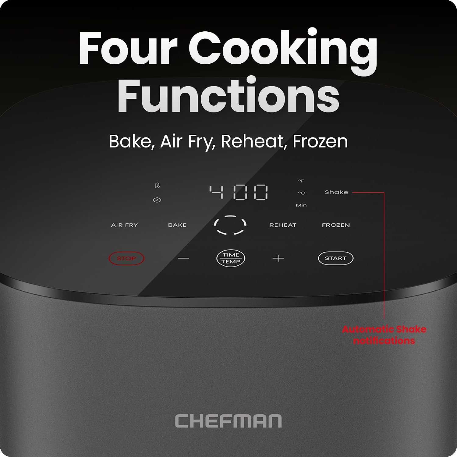 Chefman TurboX 4-in-1 Air Fryer, 5-Quart Airfryer for Extra Crispy Chicken, Fries, Wings, and More, Air Fry, Bake, Reheat, and Frozen Functions, Digital Touch Controls, Dishwasher Safe - Gray Chefman TurboX 4-in-1 Air Fryer, 5-Quart Airfryer for Extra Crispy Chicken, Fries, Wings, and More, Air Fry, Bake, Reheat, and Frozen Functions, Digital Touch Controls, Dishwasher Safe - Gray - Image 5