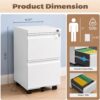 Approgreent 2 Drawer Metal File Cabinet, Fully Assembled Locking Filing Cabinet with Anti-Tipping Wheels, Quiet Slide, Heavy-Duty Steel Construction, Fits A4 Letter Legal for Home Office, Matte White