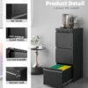 Approgreent Vertical 3 Drawer File Cabient with Lock, Metal Filing Cabinets for Home Office, Heavty Duty Office Storage Cabinet for A4/Letter/Legal (Matte Black)