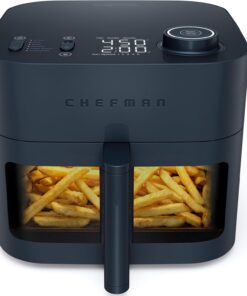 Chefman Crispinator Air Fryer 6-in-1 with 8 Qt capacity, 450°F Max Temp with TurboFry Pro Technology for Fast and Even Results, Viewing Window, Nonstick Ceramic Basket